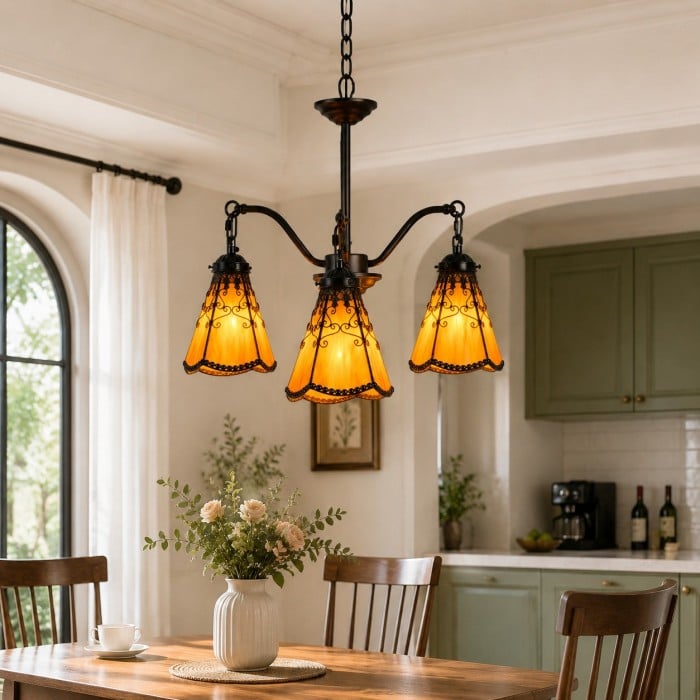 Tiffany-Stil 3-flammiger Glas-Pendelleuchter HL3634