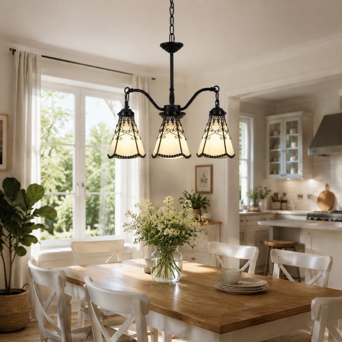 Tiffany-Stil 3-flammiger Glas-Pendelleuchter HL3634