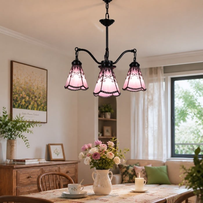Tiffany-Stil 3-flammiger Glas-Pendelleuchter HL3634