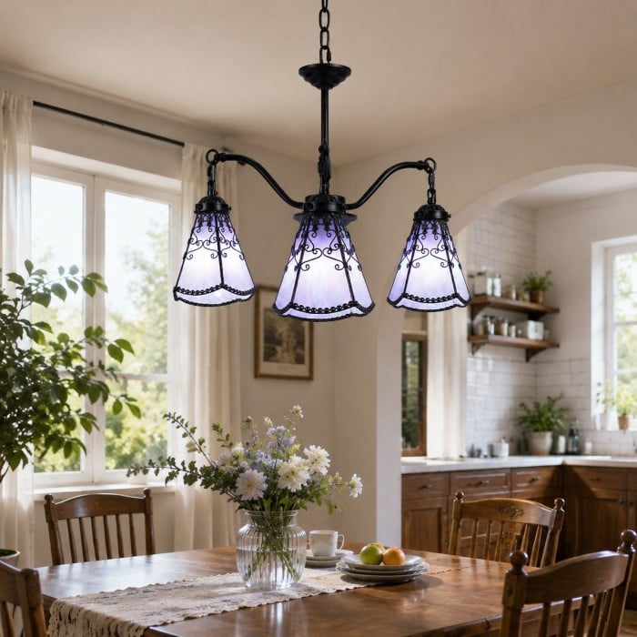 Tiffany-Stil 3-flammiger Glas-Pendelleuchter HL3634