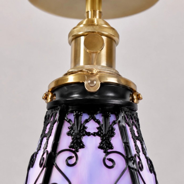 Plafondlamp in Tiffany-stijl met paars gebrandschilderd glas, halfverzonken montage HL3632