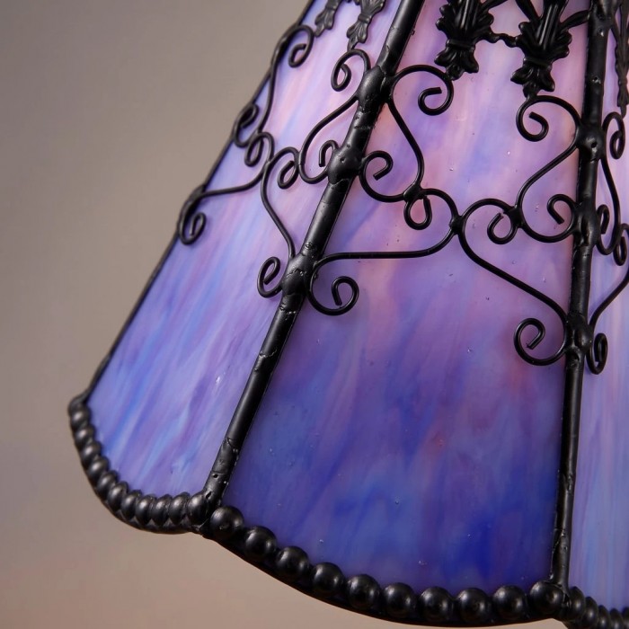 Plafondlamp in Tiffany-stijl met paars gebrandschilderd glas, halfverzonken montage HL3632