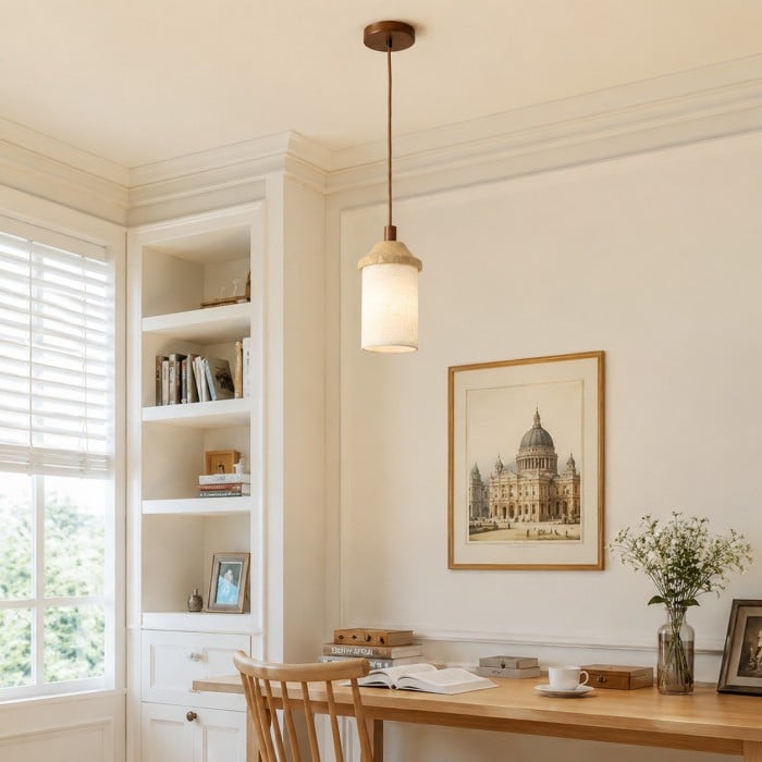 Lampa wisząca z trawertynu z fakturą naturalnego kamienia HL3869