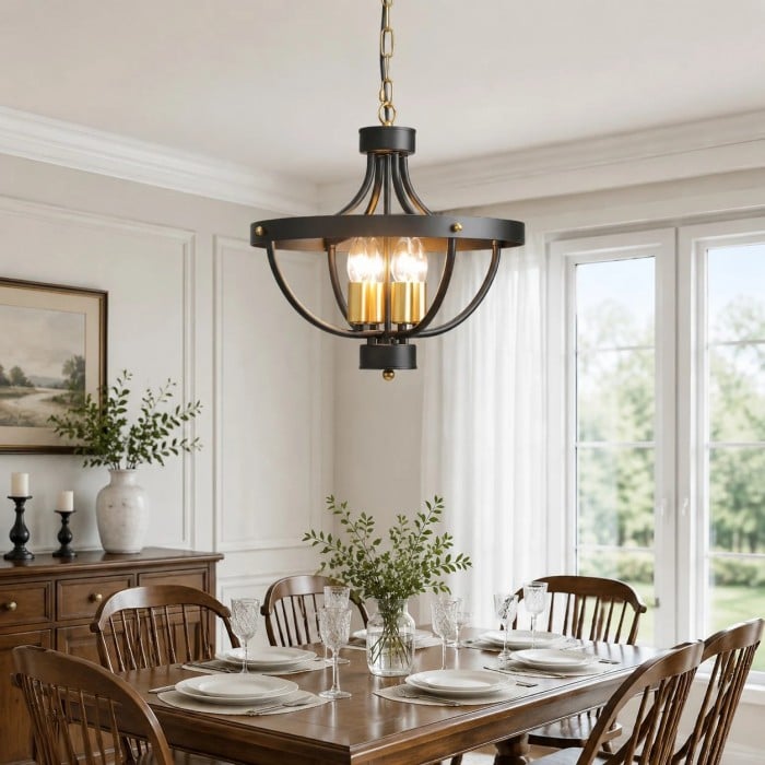 Lustre vintage noir vieilli pour salles à manger HL3820
