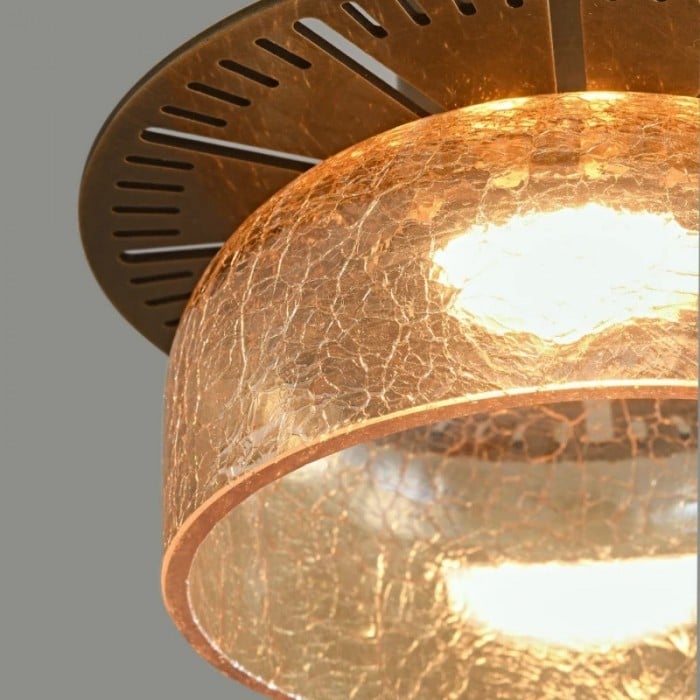 Suspension vintage en laiton et verre craquelé HL3865