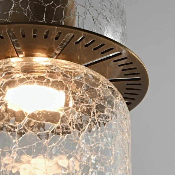 Suspension vintage en laiton et verre craquelé HL3865