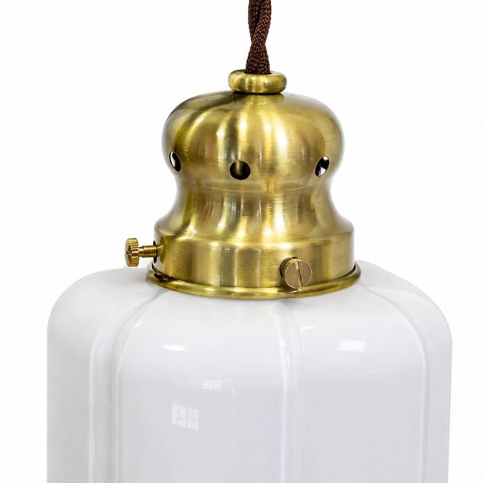 Vintage messing hanglamp met wit glas HL3871