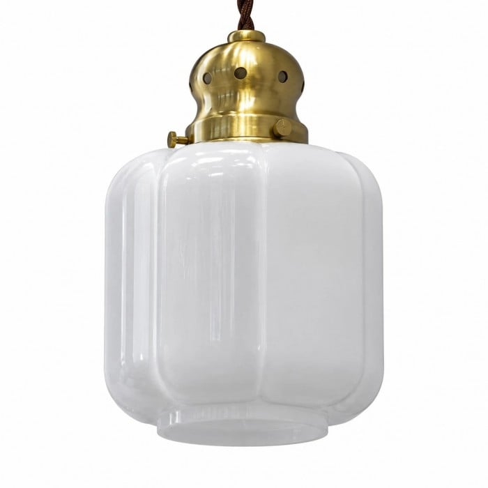 Vintage messing hanglamp met wit glas HL3871