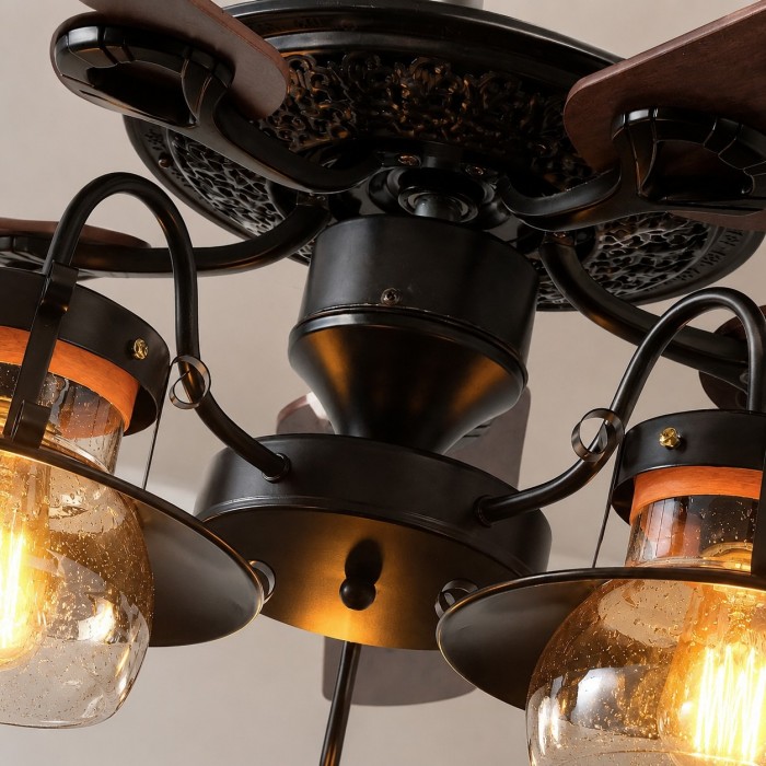 Vintage plafondventilator met lamp HL3778