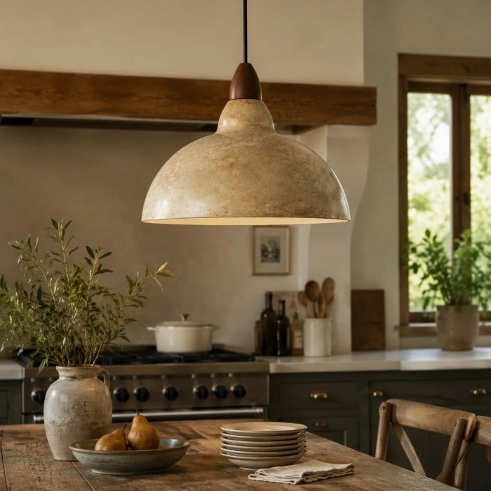 Vintage-Pendelleuchte im Used-Look mit Kuppelform HL3930