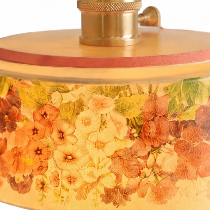 Vintage-Pendelleuchte aus Keramik mit Blumenmuster HL3939