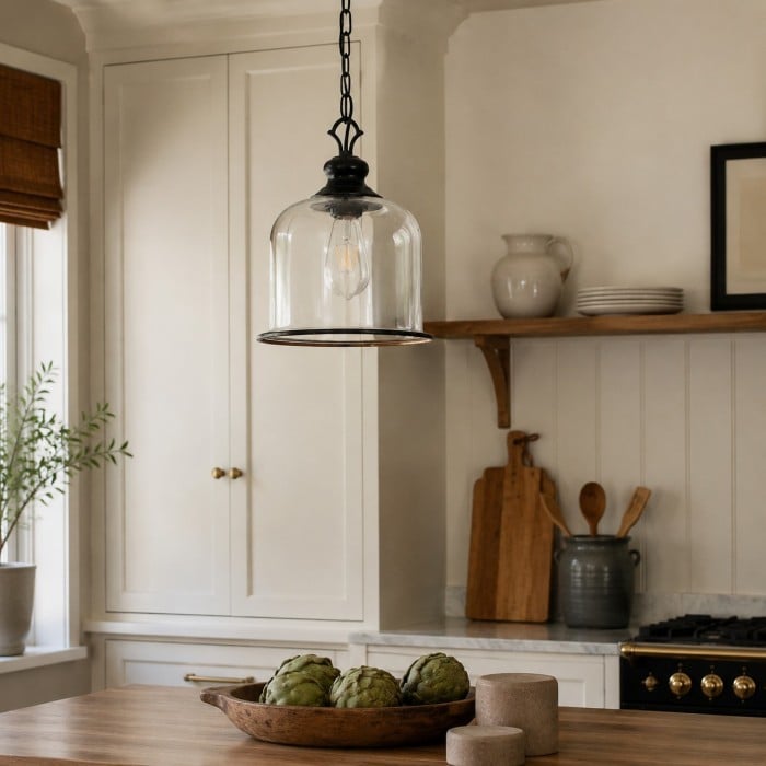 Vintage hanglamp van glas en metaal HL4040