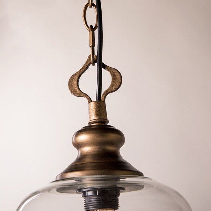 Vintage hanglamp van glas en metaal HL4040