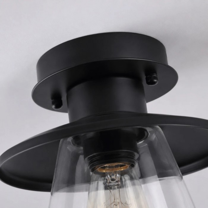 Vintage glazen plafondlamp voor buiten, vlak gemonteerd, HL4053