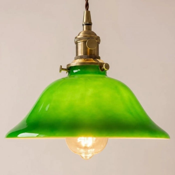 Vintage groene glazen hanglamp voor keuken, eetkamer en café HL3647