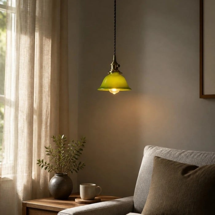 Vintage groene glazen hanglamp HL3808