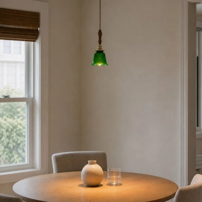 Vintage groene glazen hanglamp HL3808