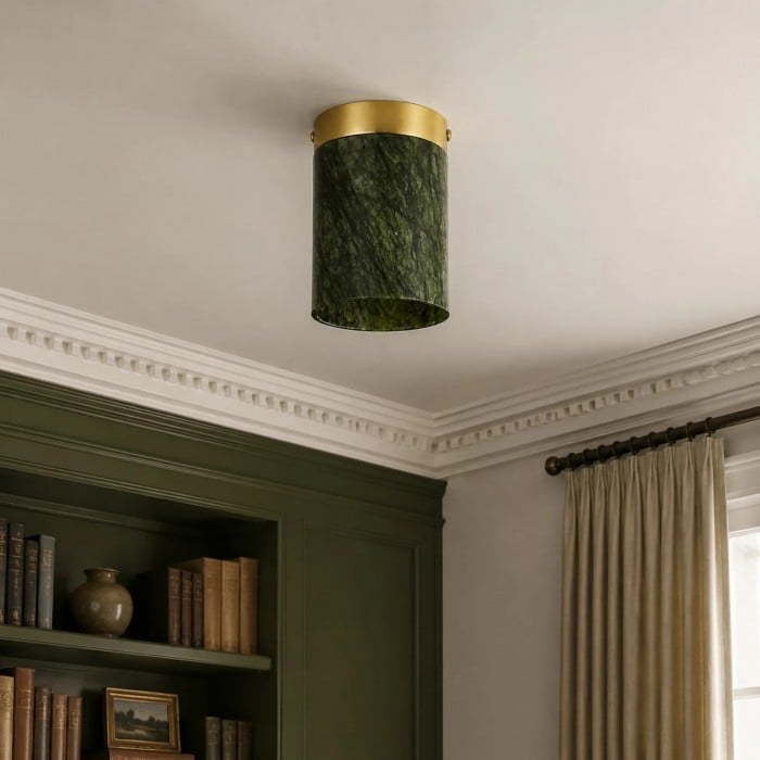 Vintage groene jade stenen plafondlamp - Metalen retro verlichting voor de hal HL3786