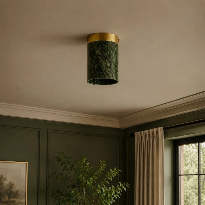 Vintage groene jade stenen plafondlamp - Metalen retro verlichting voor de hal HL3786