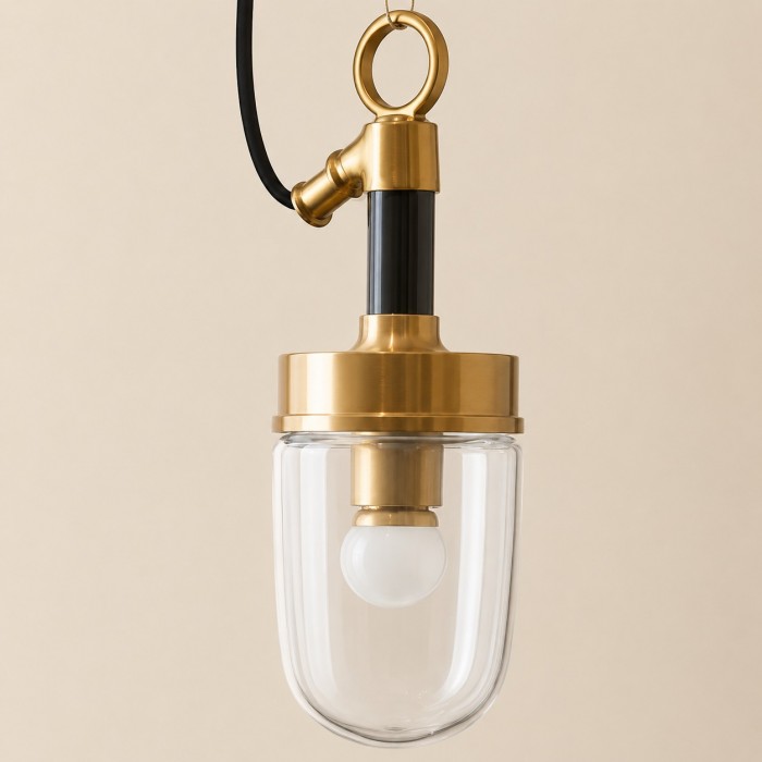 Lampa wisząca z przezroczystego szkła w stylu vintage industrialnym HL3993