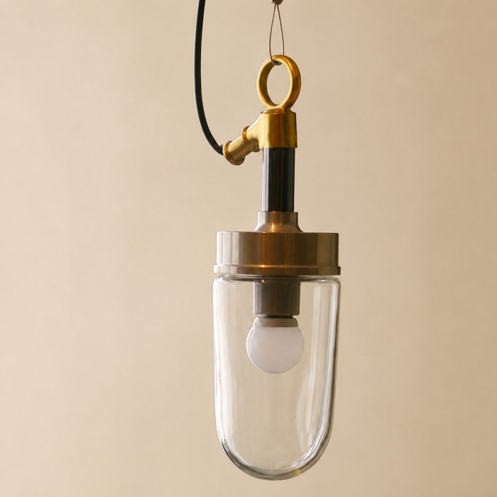 Lampa wisząca z przezroczystego szkła w stylu vintage industrialnym HL3993