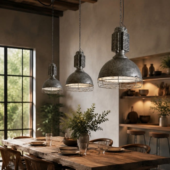 Lampa wisząca w stylu vintage industrialnym z żelazną klatką HL3943