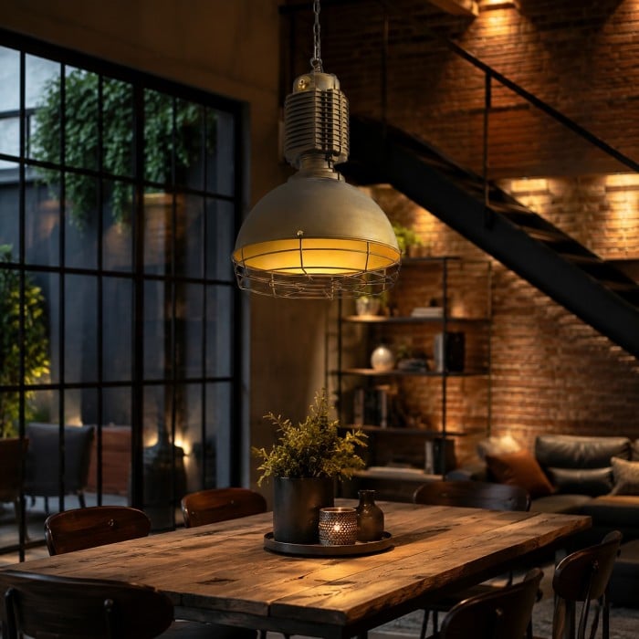 Lampa wisząca w stylu vintage industrialnym z żelazną klatką HL3943