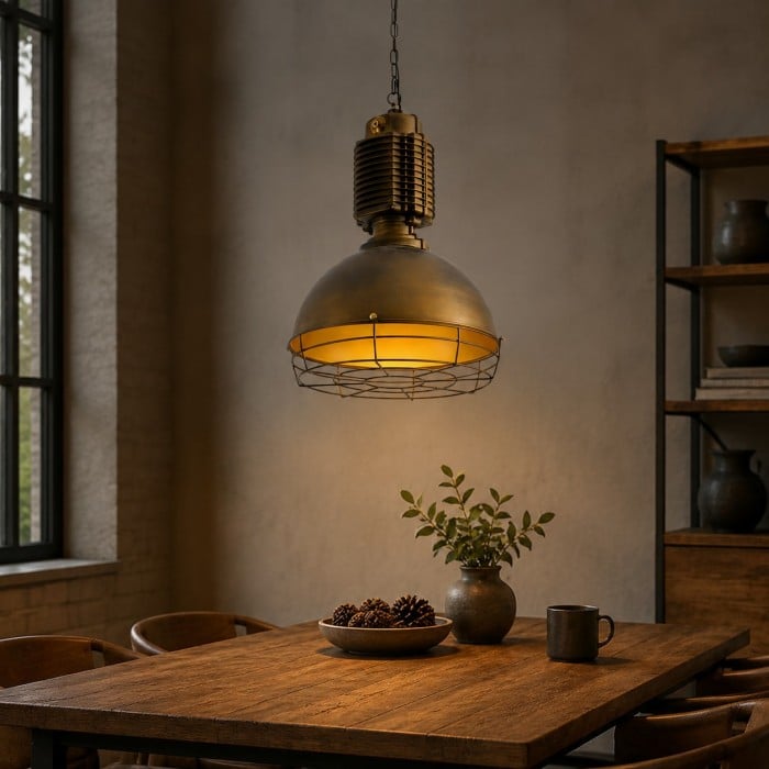Lampa wisząca w stylu vintage industrialnym z żelazną klatką HL3943