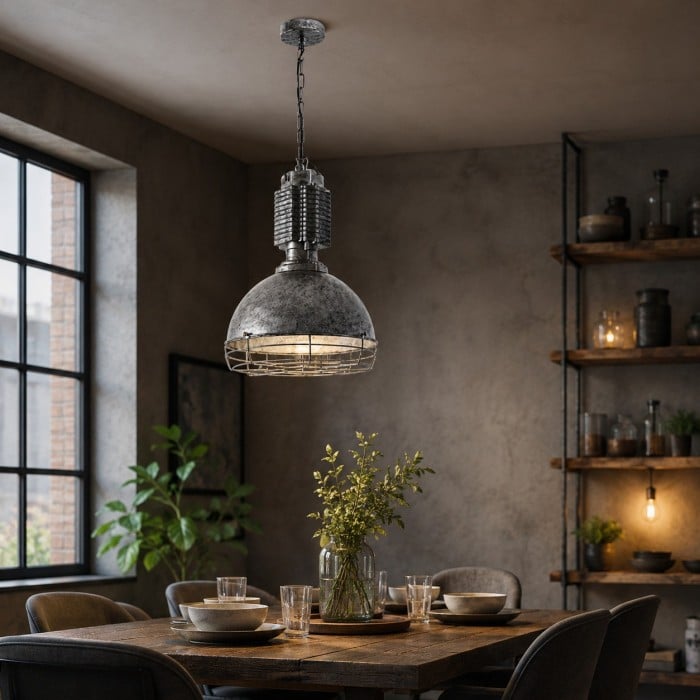 Lampa wisząca w stylu vintage industrialnym z żelazną klatką HL3943