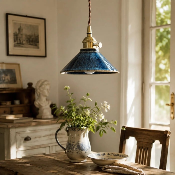 Vintage Kiln-Glazed Ceramic Tea Room Pendant Light HL3698