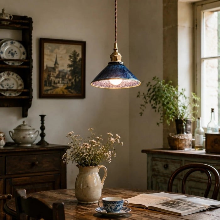 Vintage Kiln-Glazed Ceramic Tea Room Pendant Light HL3698