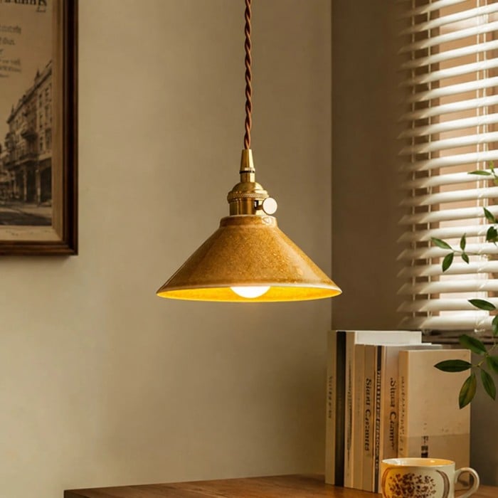 Vintage Kiln-Glazed Ceramic Tea Room Pendant Light HL3698