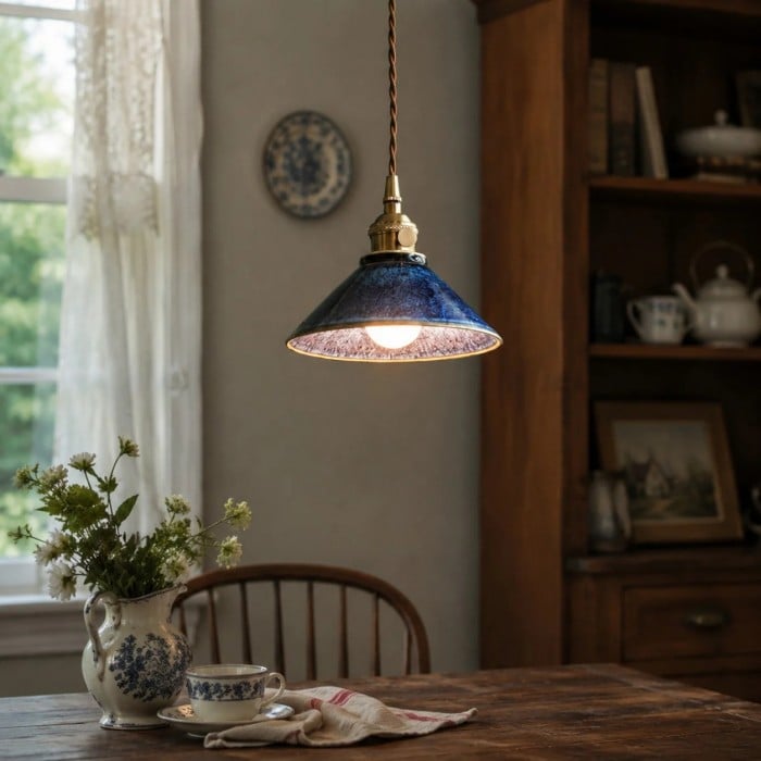 Vintage Kiln-Glazed Ceramic Tea Room Pendant Light HL3698
