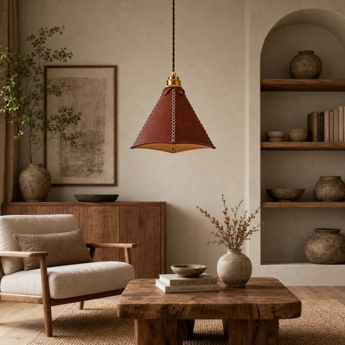Vintage Leather Pendant Light HL3758
