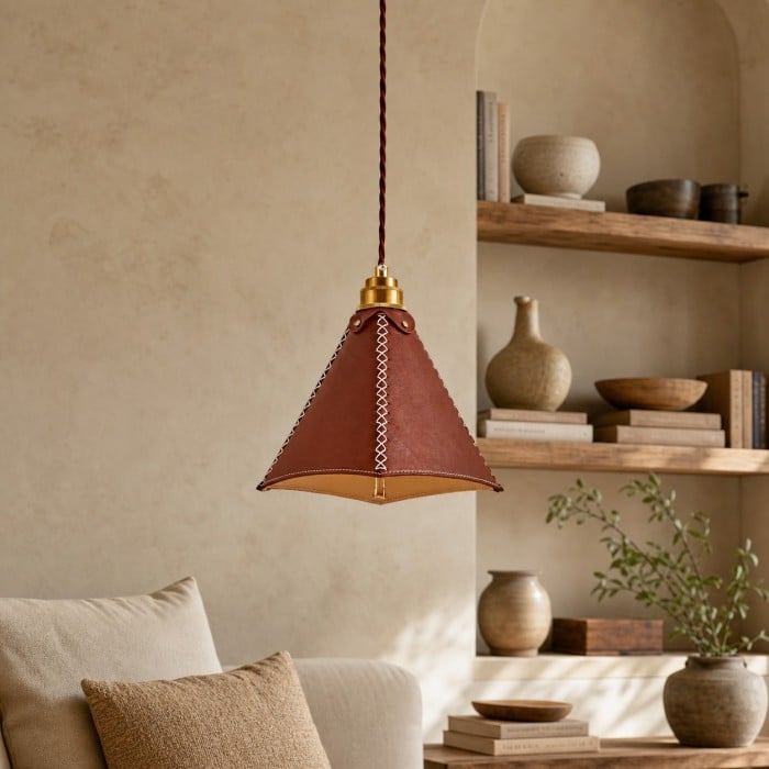 Vintage Leather Pendant Light HL3758