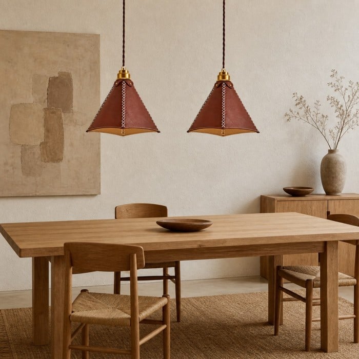 Vintage Leather Pendant Light HL3758