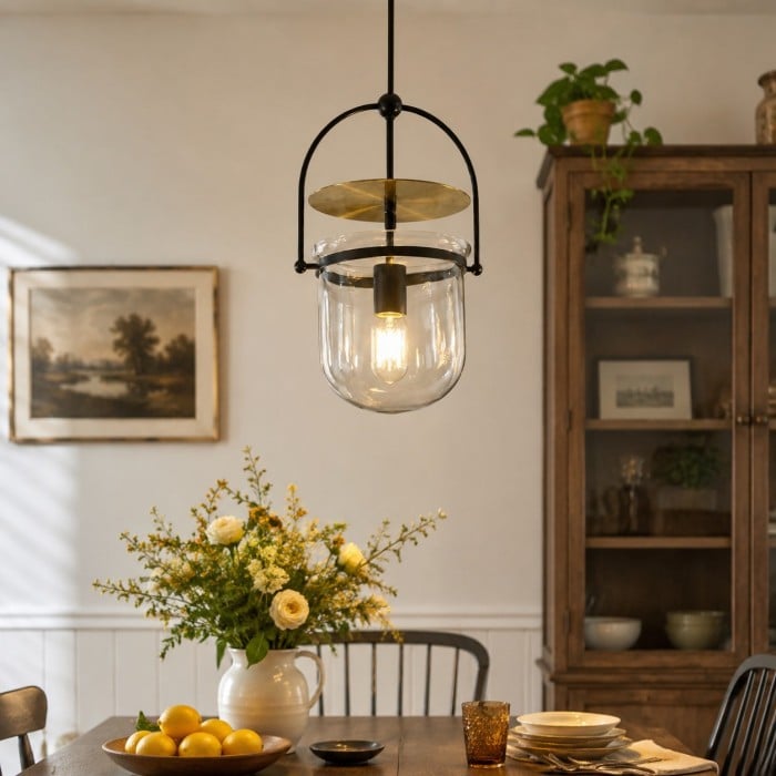 Vintage ribbad glaspendellampa HL3628