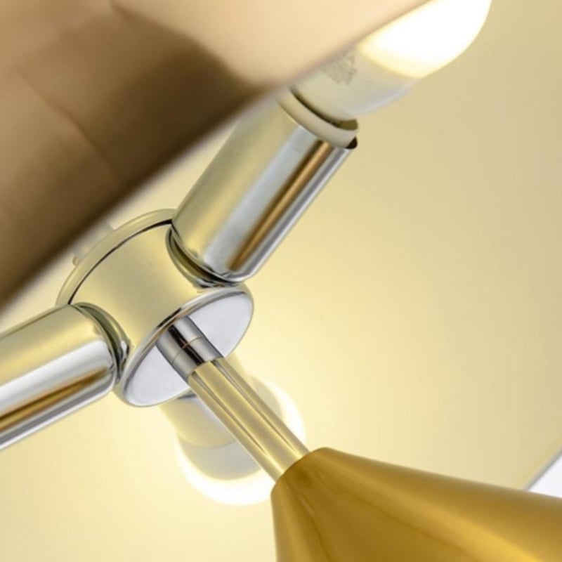 Close view of the metal lamp fitting beneath the shade