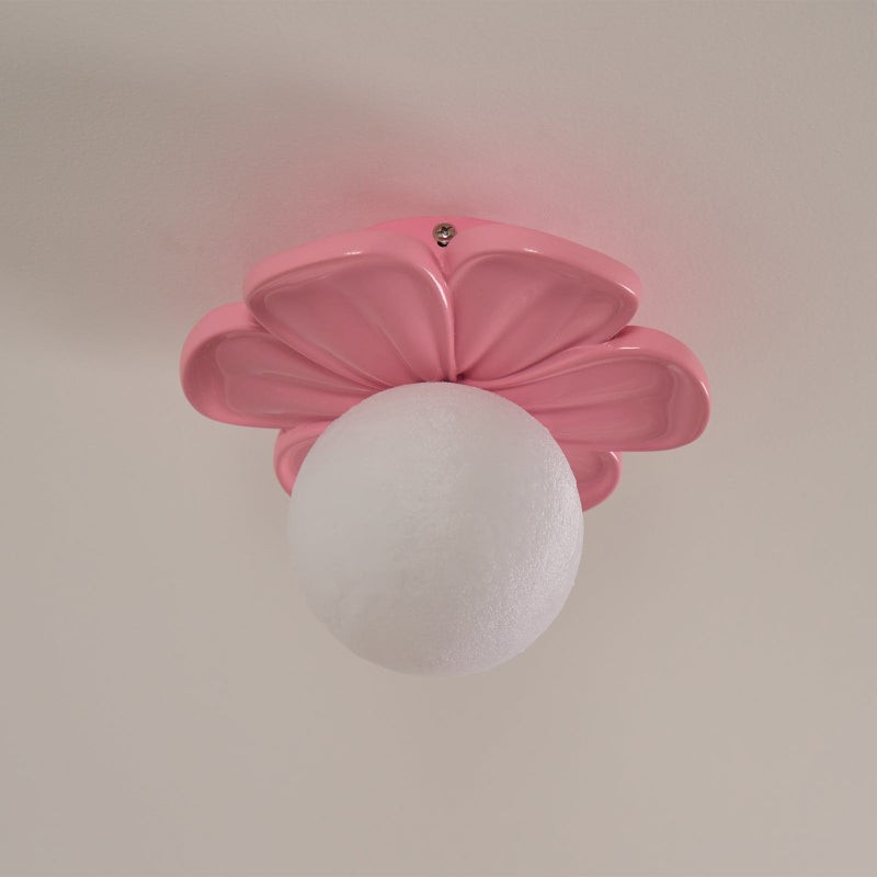 Crèmekleurige bloemvormige plafondlamp HL2961