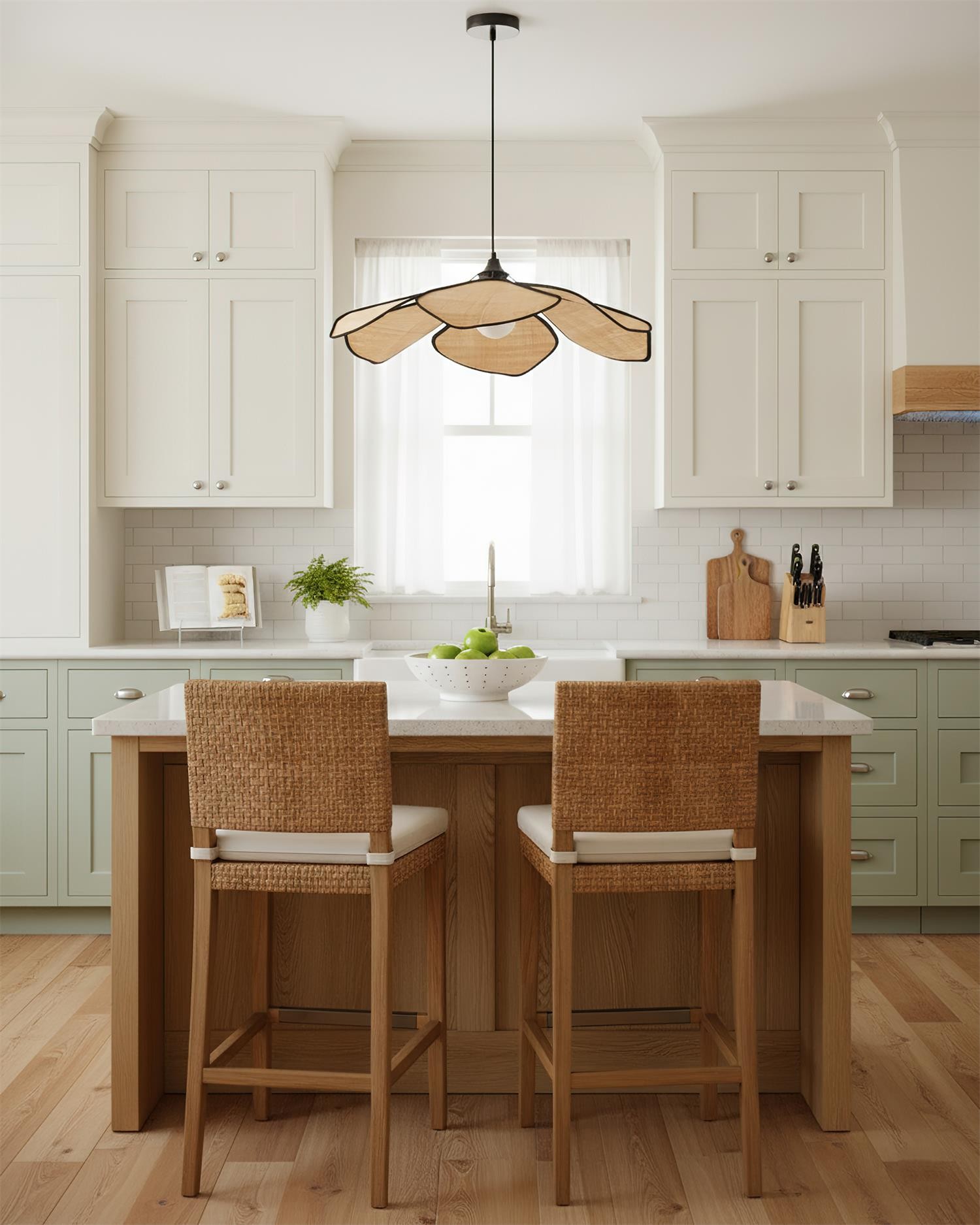 Hanglamp met raffia bloemblaadjes HL2804