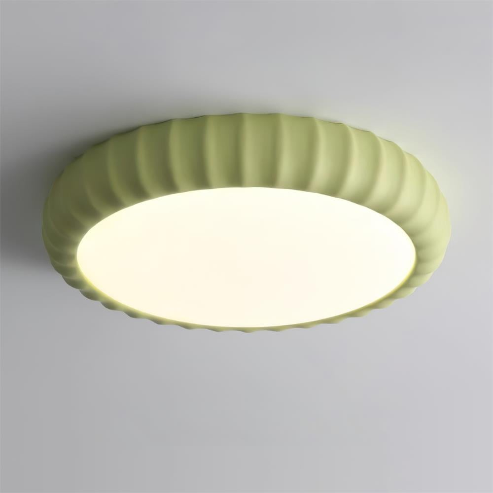 Eenvoudige crèmekleurige ronde plafondlamp met golven HL572