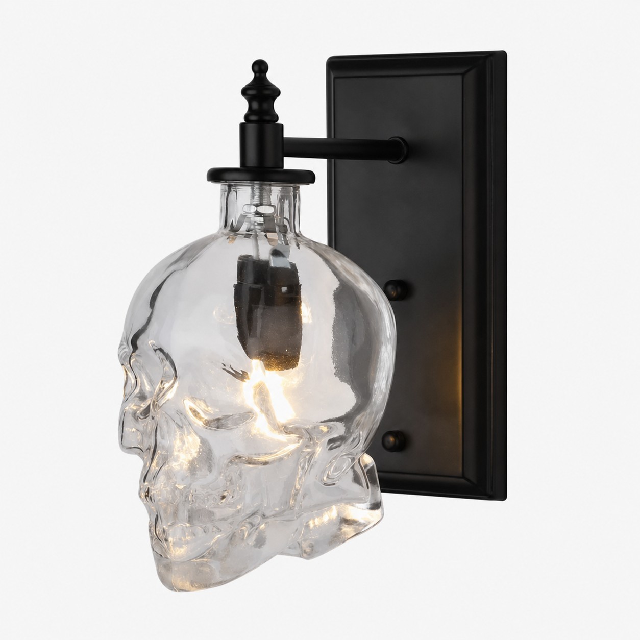 Helder glazen schedel wandlamp HL1251