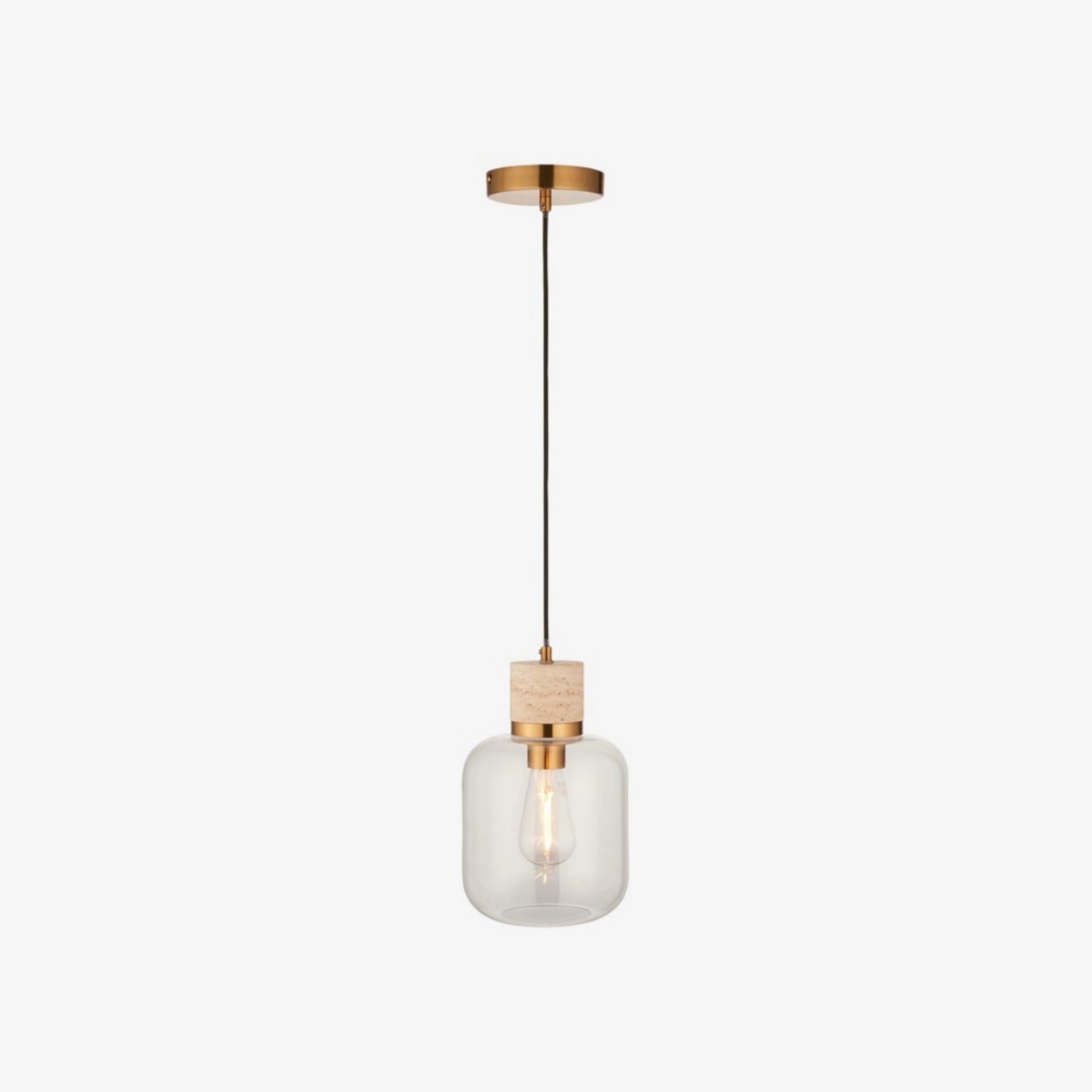 Korlisse Hanglamp van natuursteen en glas - Stijlvolle lamp voor de woonkamer of zitkamer HL2124