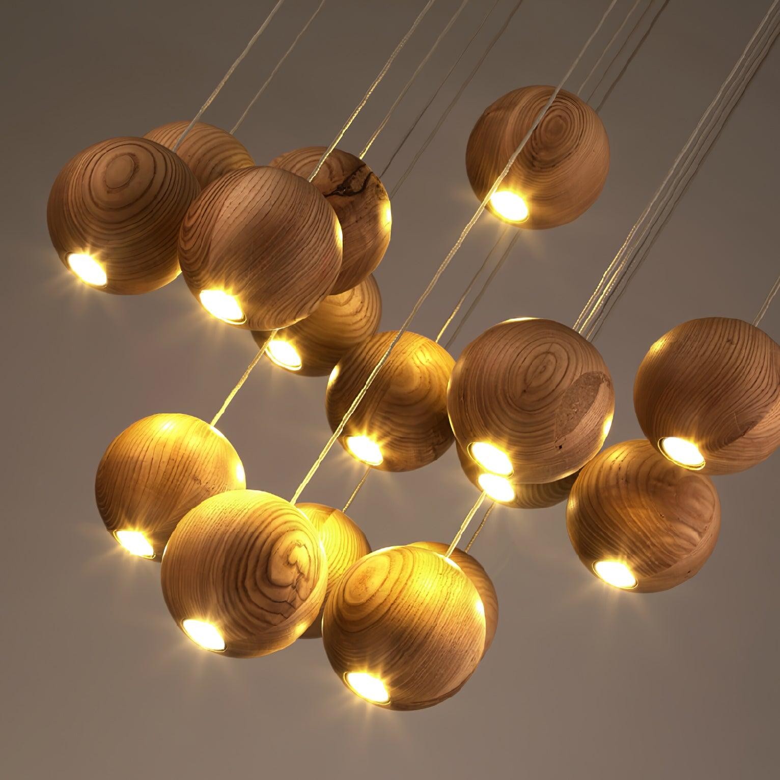 Houten bolvormige cluster hanglamp HL930
