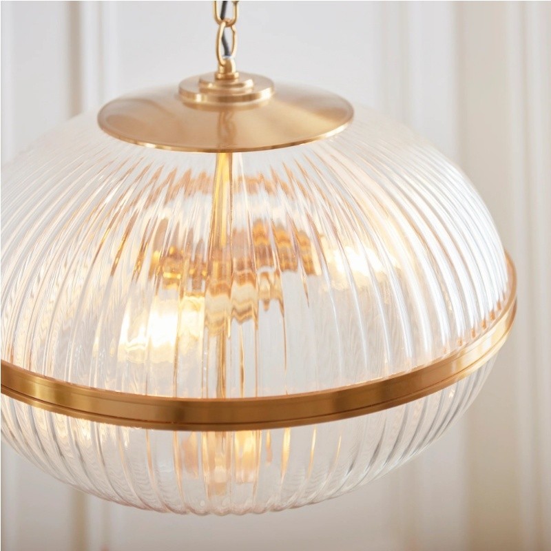 Luntra Moderne hanglamp met meerdere lichtpunten en getextureerd glas voor slaapkamers en gangen HL2147