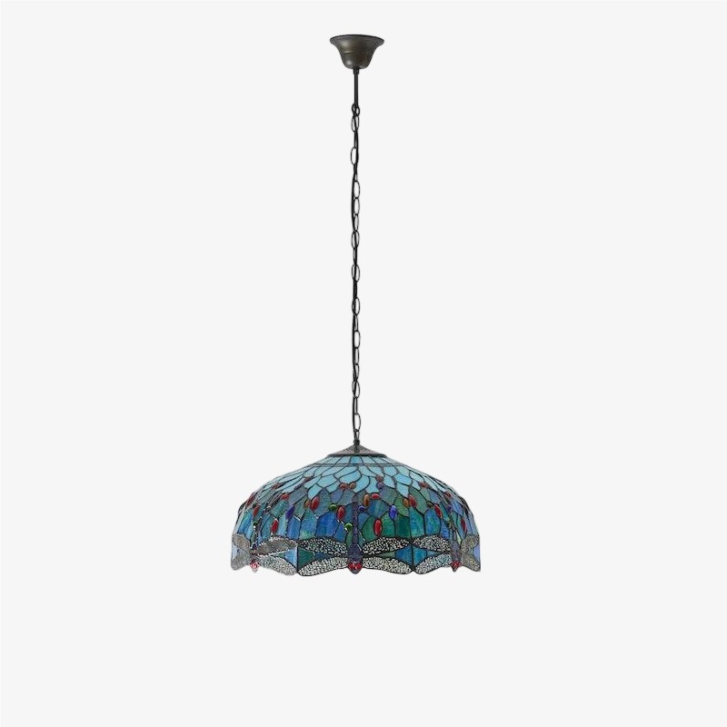TF Dragonfly Tiffany hanglamp - Art Nouveau hanglamp met glas-in-lood voor de woonkamer HL2045
