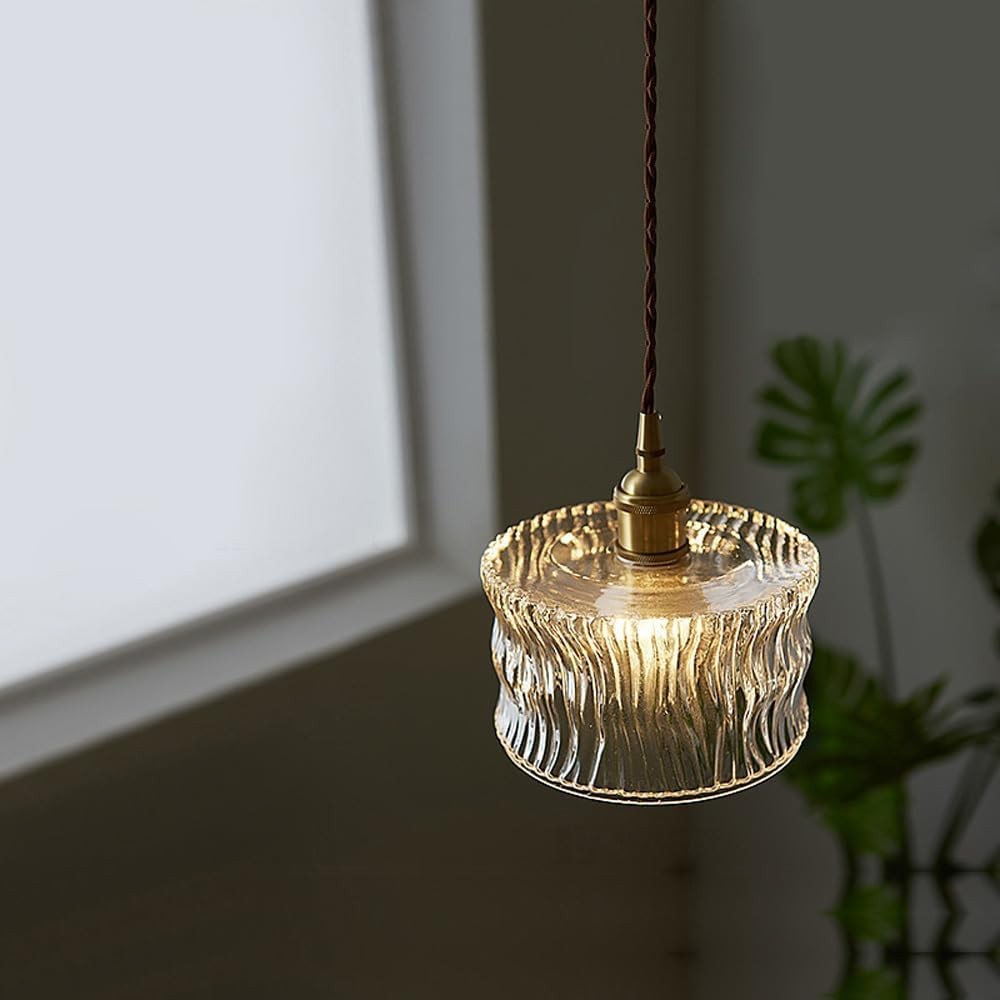 Antiek helder geribbeld glas Slaapkamer keuken hanglamp HL48