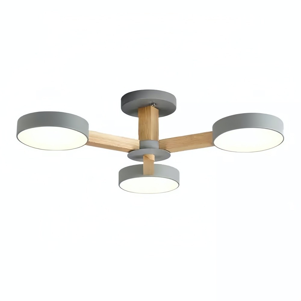 Nordic Wood Plafondlamp - Schijfvormige Lamp voor Woonkamer HL1351
