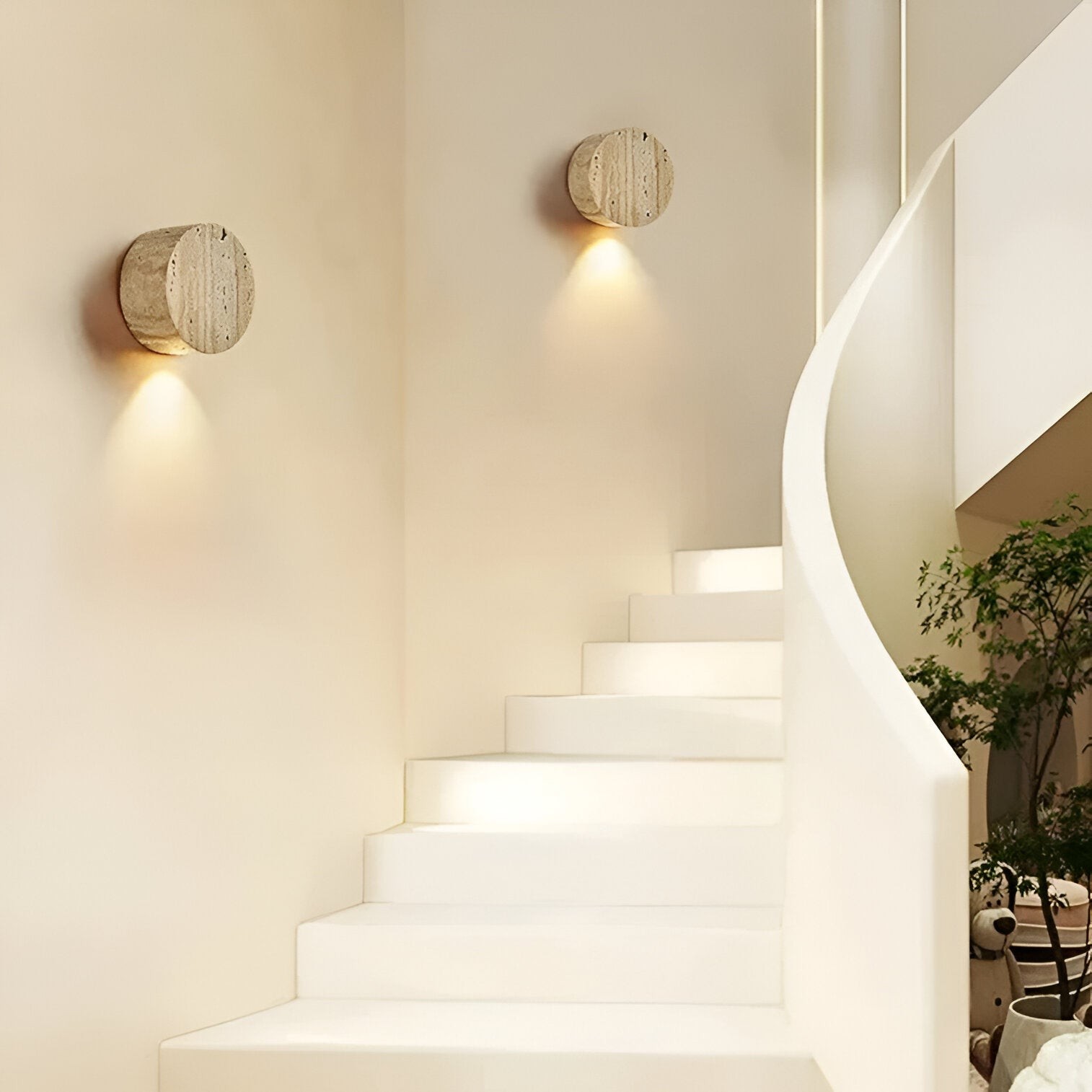 Japanse Wabi Sabi wandlamp van natuurlijk travertijnsteen HL3431