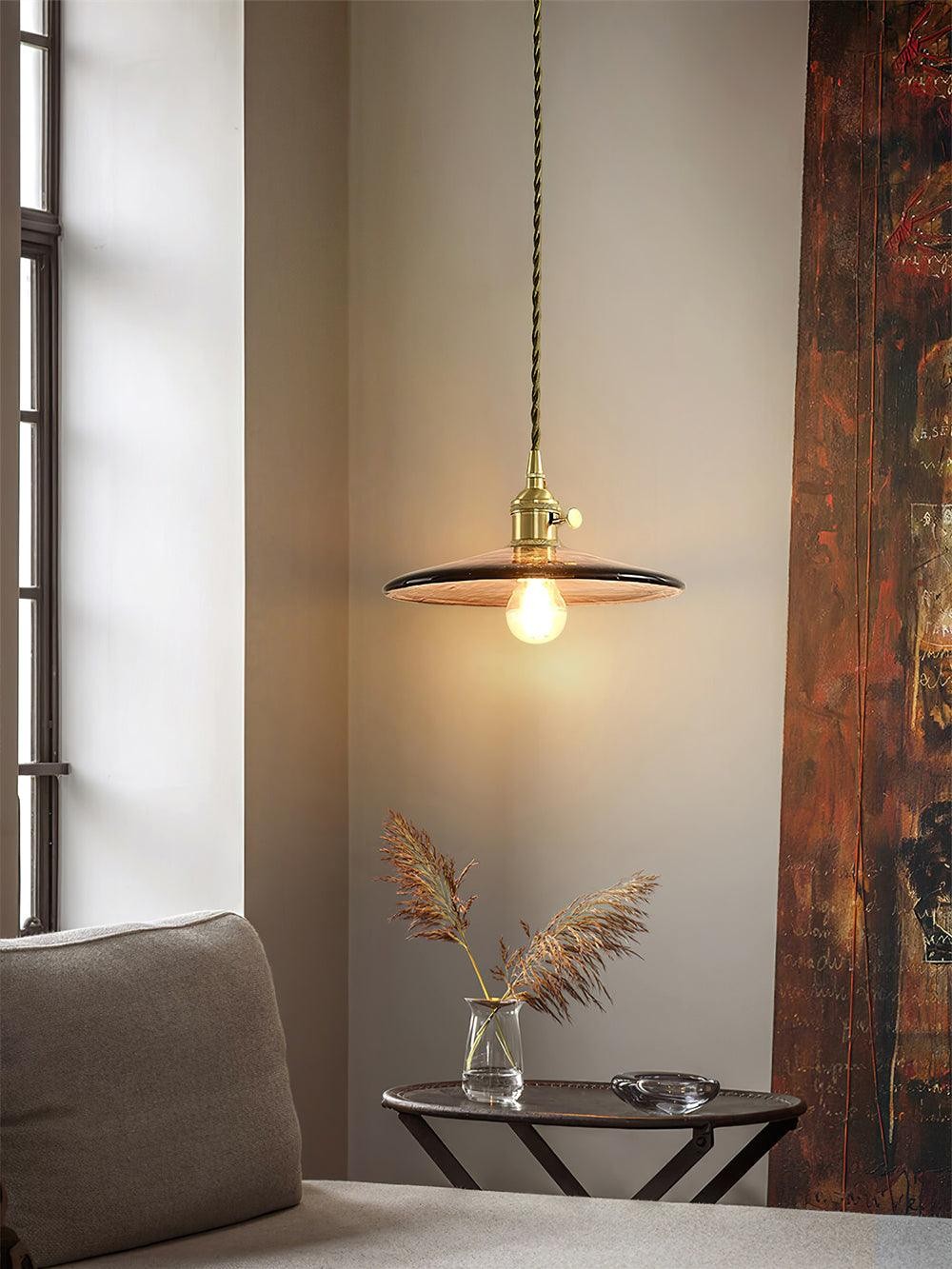 Messing Vintage Helder Glazen Hanglamp HL623